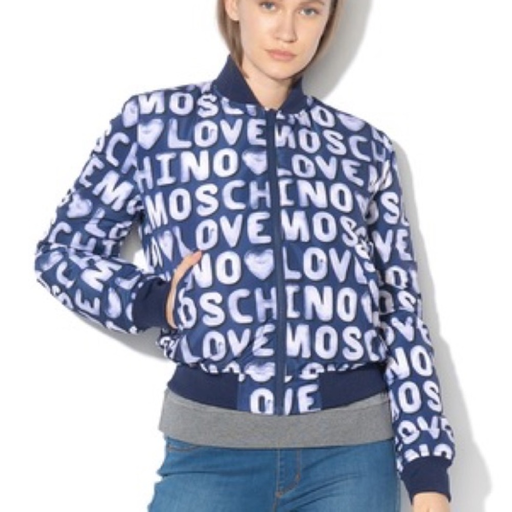 💕💕💕 LOVE MOSCHINO Blue Reversible Bomber Jacket 

SIZE 44 or M💕💕💕